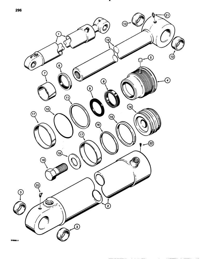 Схема запчастей Case 780B - (296) - G105857 BACKHOE BUCKET CYLINDER (08) - HYDRAULICS