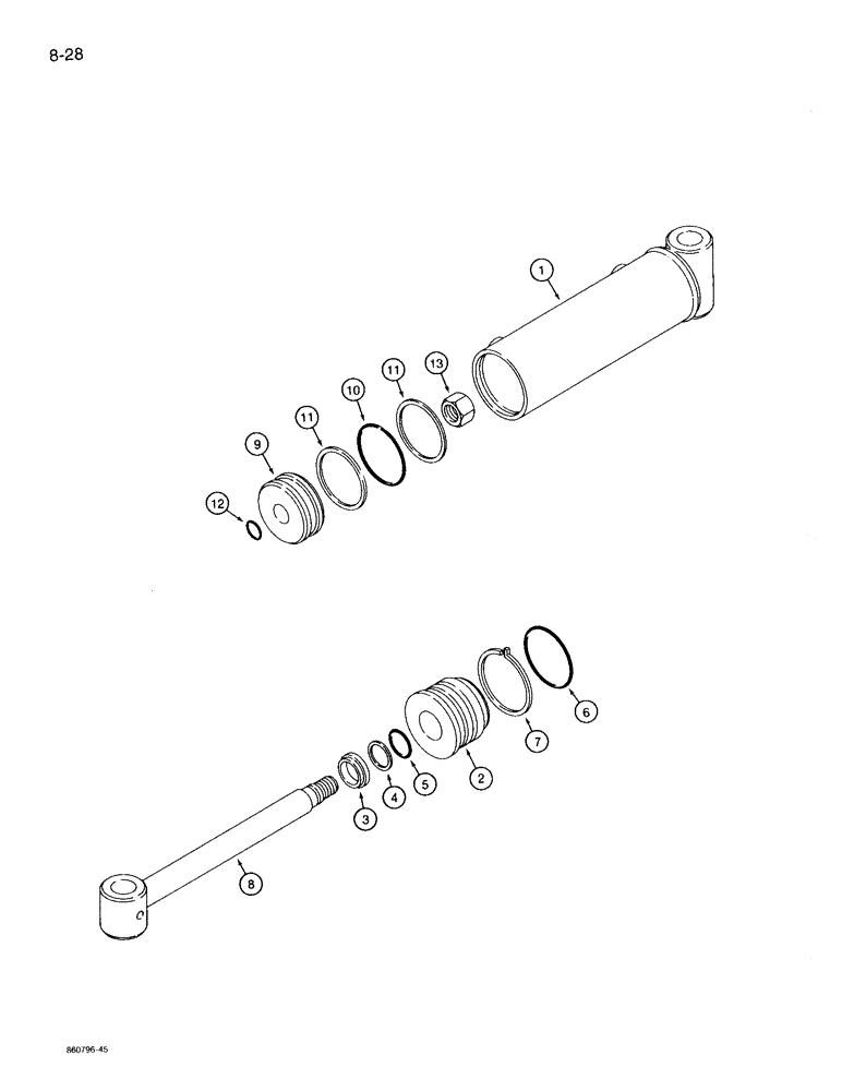 Схема запчастей Case 360 - (8-28) - BACKFILL BLADE ANGLE CYLINDER (08) - HYDRAULICS