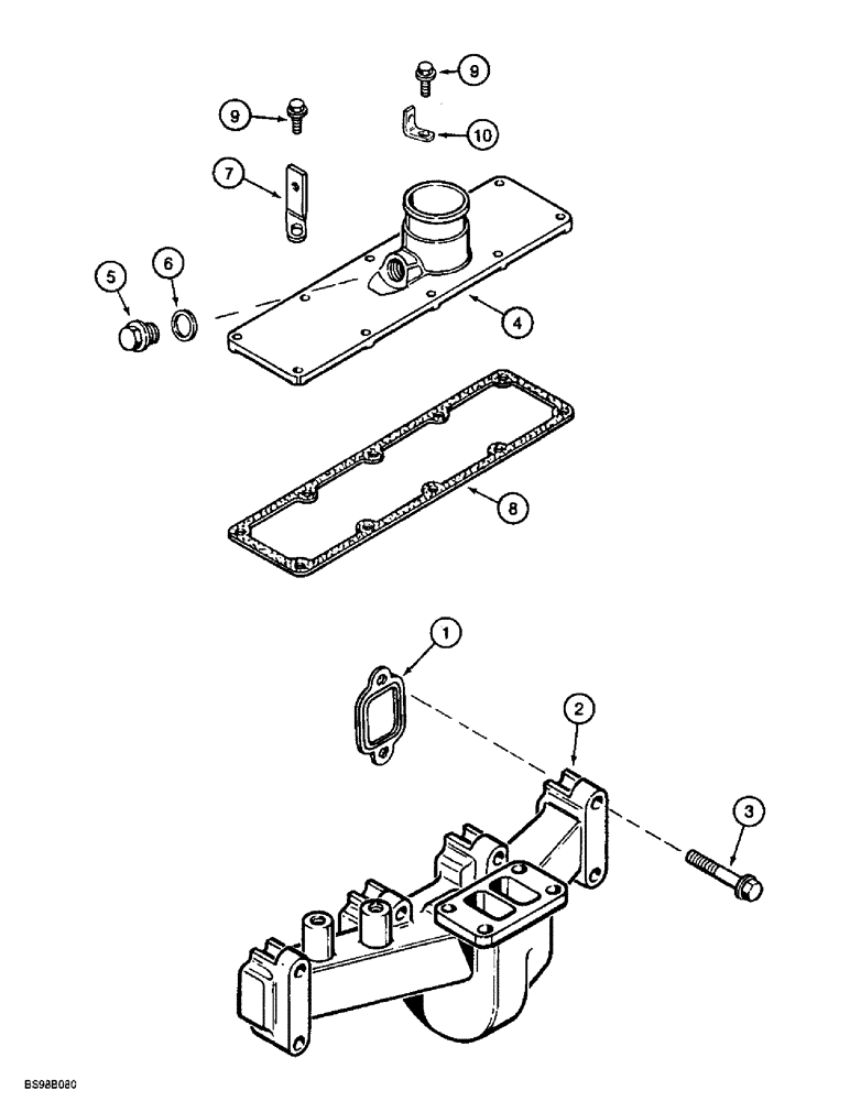 Схема запчастей Case 860 - (2-20) - MANIFOLDS - EXHAUST, 4T-390 ENGINE (02) - ENGINE