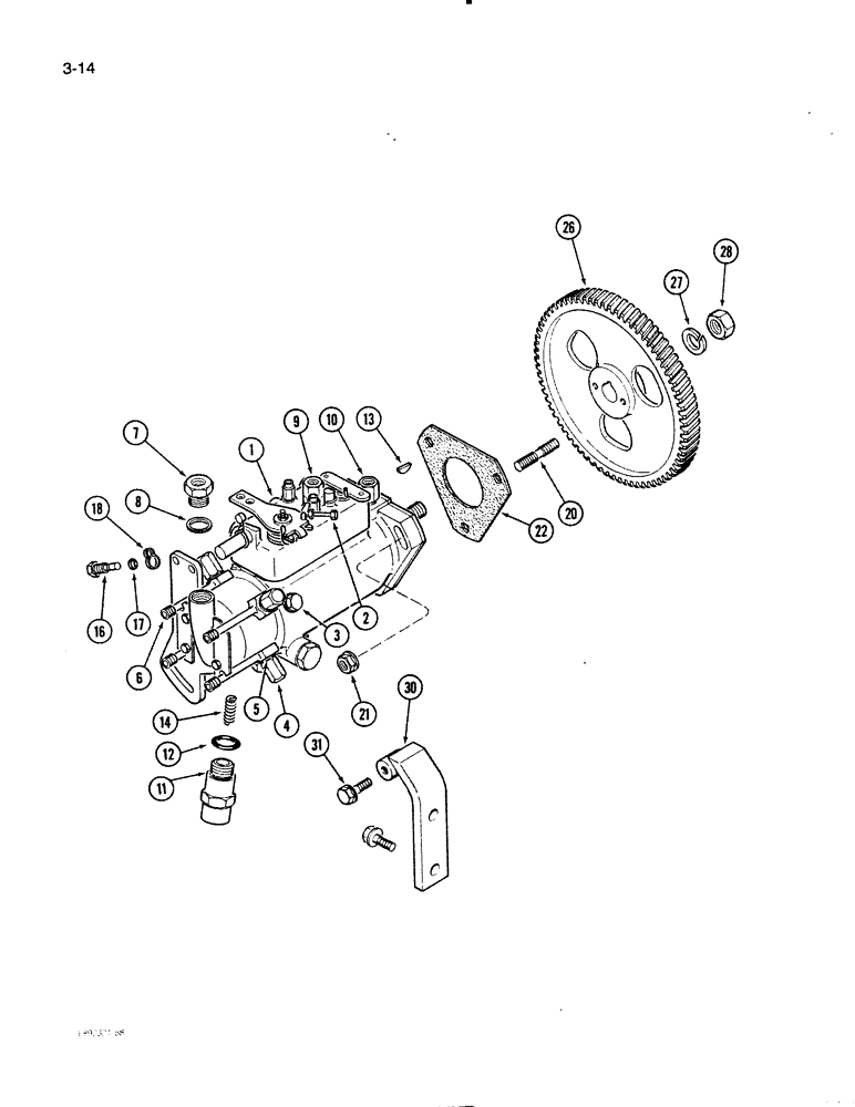 Схема запчастей Case W11B - (3-014) - FUEL INJECTION PUMP AND DRIVE, 4-390 ENGINE (03) - FUEL SYSTEM