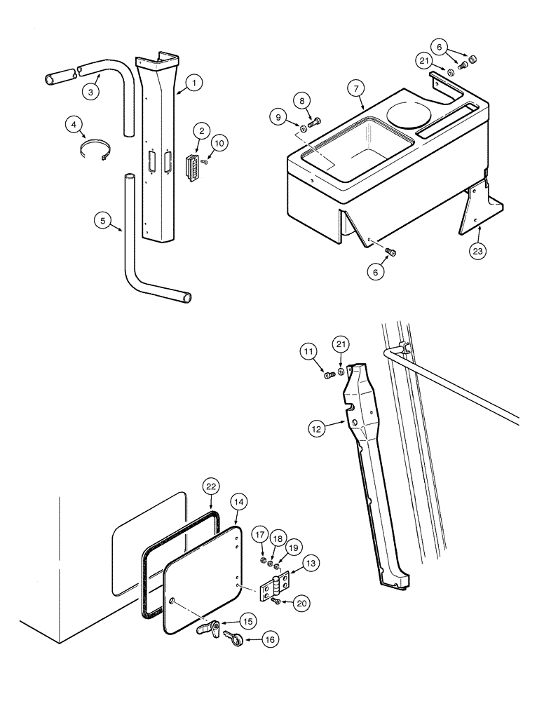 Схема запчастей Case 845 - (09-076[01]) - CAB - LOWER UPHOLSTERY LH/RH (09) - CHASSIS