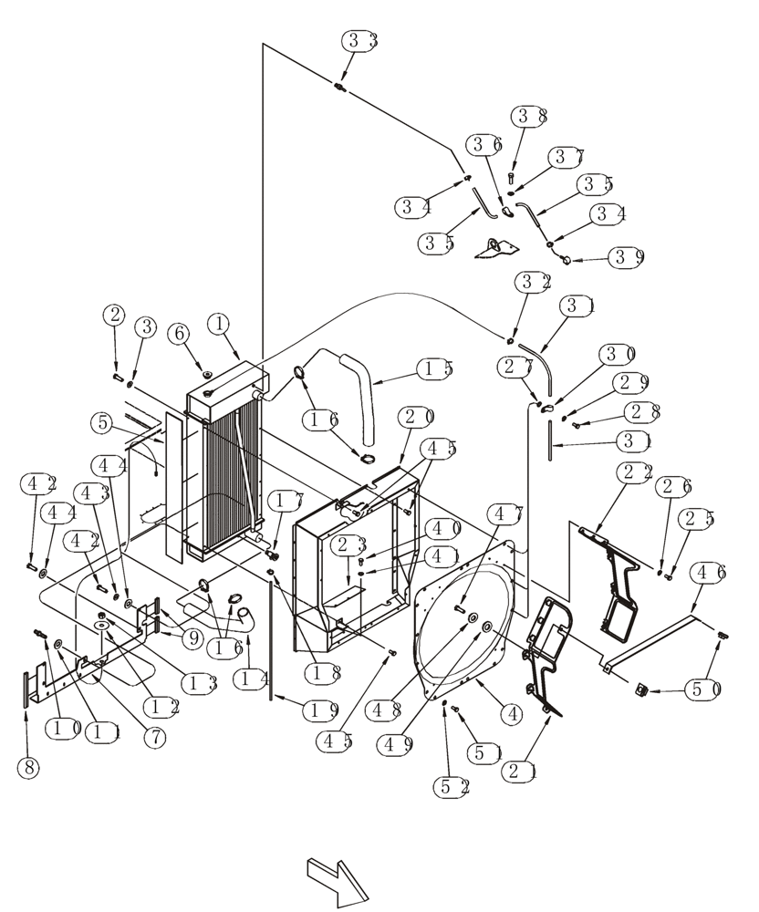 Схема запчастей Case 921C - (02-03) - RADIATOR MOUNTING - FAN SHROUD (02) - ENGINE