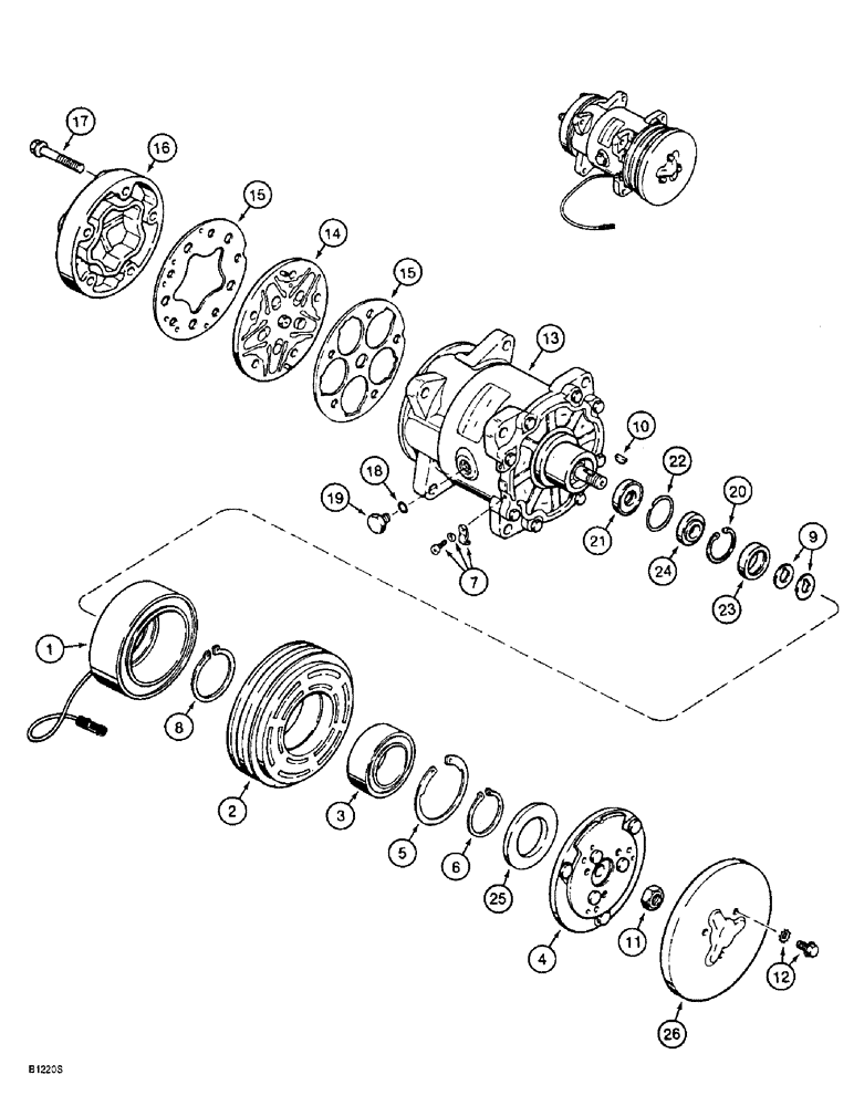 Схема запчастей Case 621B - (9-088) - AIR CONDITIONING COMPRESSOR ASSEMBLY, PRIOR TO P.I.N. JEE0040380 (09) - CHASSIS/ATTACHMENTS