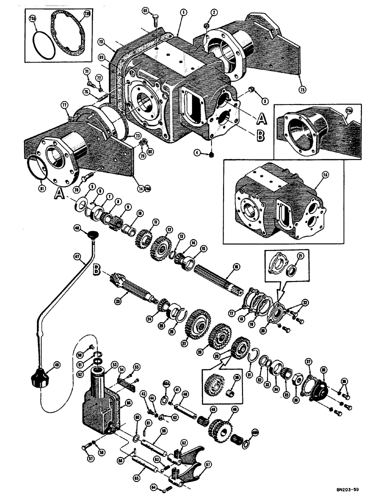 Схема запчастей Case 310E - (046) - TRANSMISSION-DIFFERENTIAL AND FINAL DRIVE SPACERS (03) - TRANSMISSION