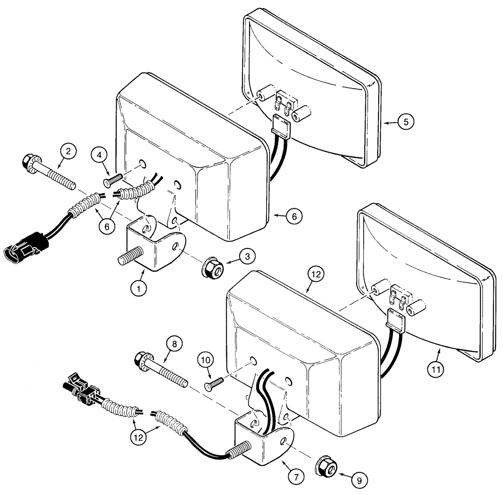 Схема запчастей Case 621C - (04-084) - LAMP ASSEMBLY, FRONT AND REAR, NORTH AMERICA ONLY (04) - ELECTRICAL SYSTEMS