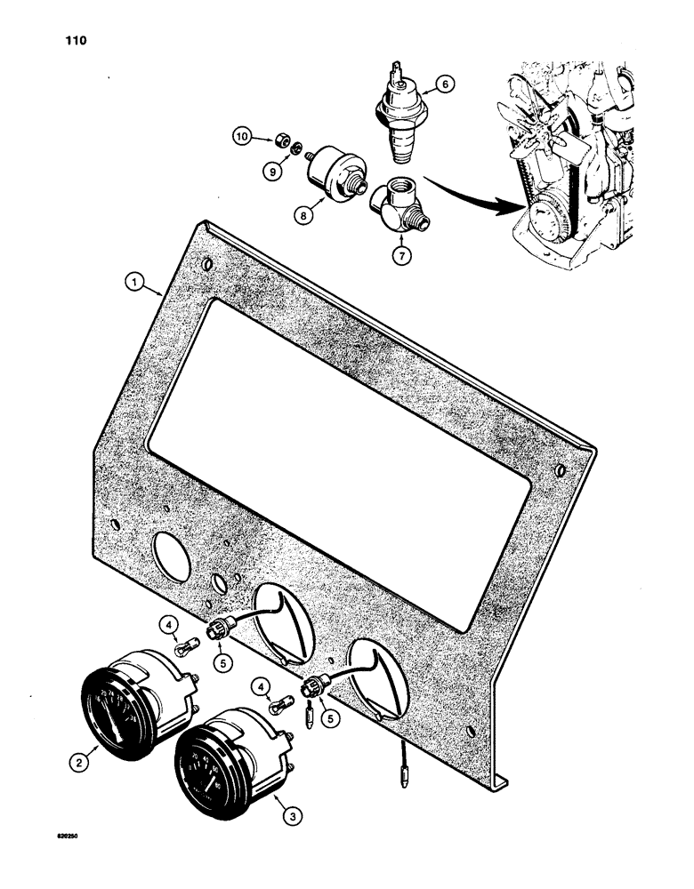 Схема запчастей Case W24C - (110) - ELECTRICAL SYSTEM, INSTRUMENT PANEL WITH OPTIONAL GAUGES (04) - ELECTRICAL SYSTEMS