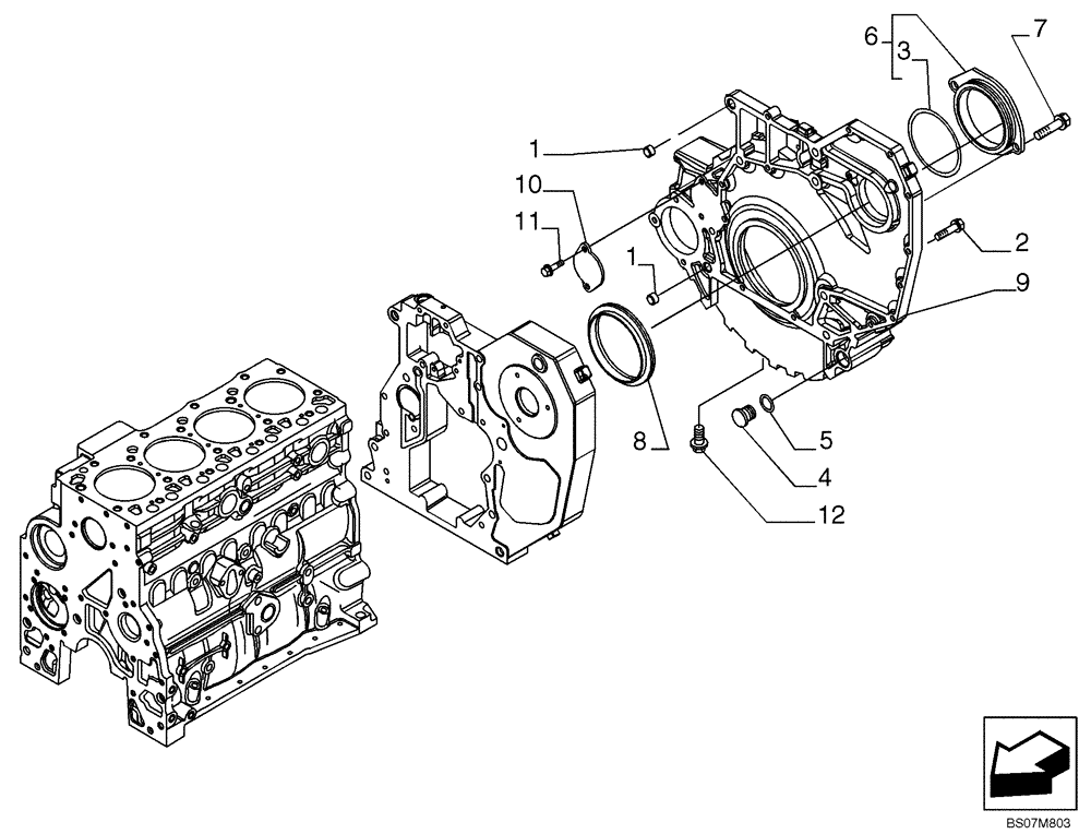 Схема запчастей Case 465 - (02-11) - CYLINDER BLOCK - COVERS, FLYWHEEL (02) - ENGINE