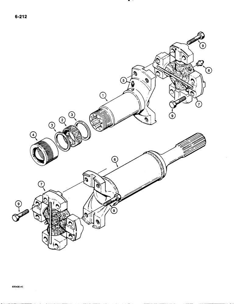 Схема запчастей Case 1455B - (6-212) - DRIVE SHAFT (06) - POWER TRAIN