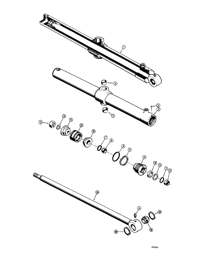 Схема запчастей Case 310G - (226) - DOZER LIFT CYLINDER, MECHANICAL WIPER POWER ANGLING DOZER & POWER TILT DOZER (07) - HYDRAULIC SYSTEM