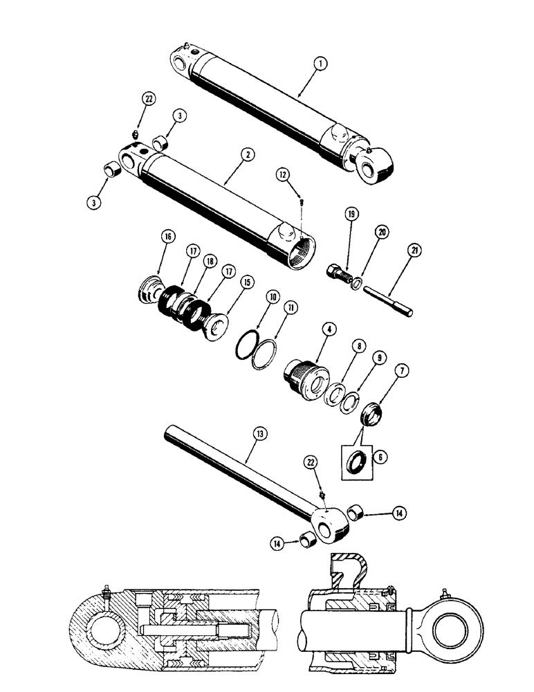 Схема запчастей Case 33 - (310) - D48962 AND D49533 BOOM CYLINDERS, 4-1/2" DIA. CYLINDER WITH 39-3/16" STROKE 