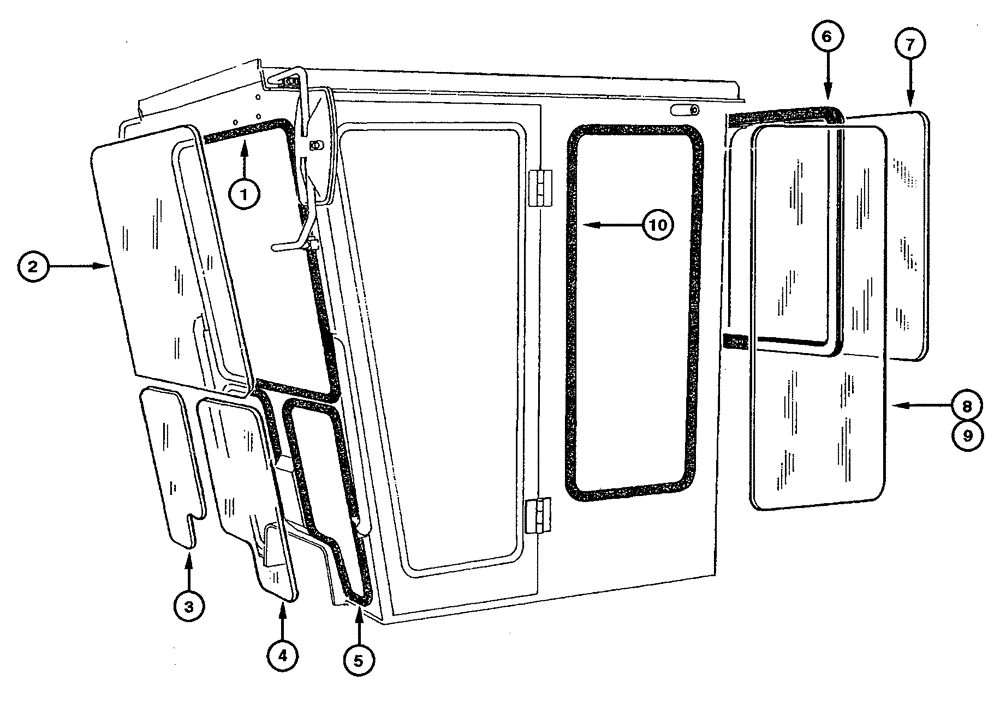 Схема запчастей Case 865 - (09.23[00]) - CAB - WINDOWS (CLOSED CAB) (09) - CHASSIS