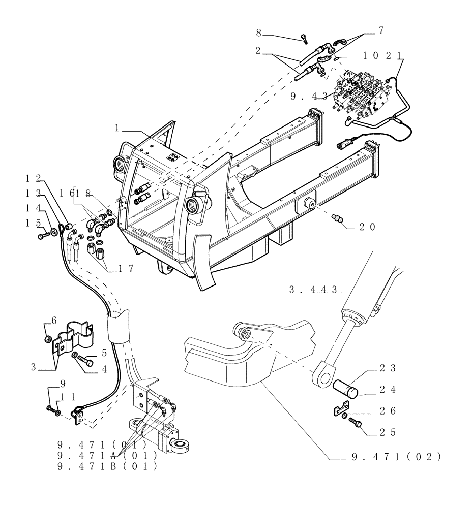 Схема запчастей Case 1850K - (9.478[01]) - HYDRAULIC FUNCTION - PAT- OPTIONAL CODE 784341011 (19) - OPTIONS