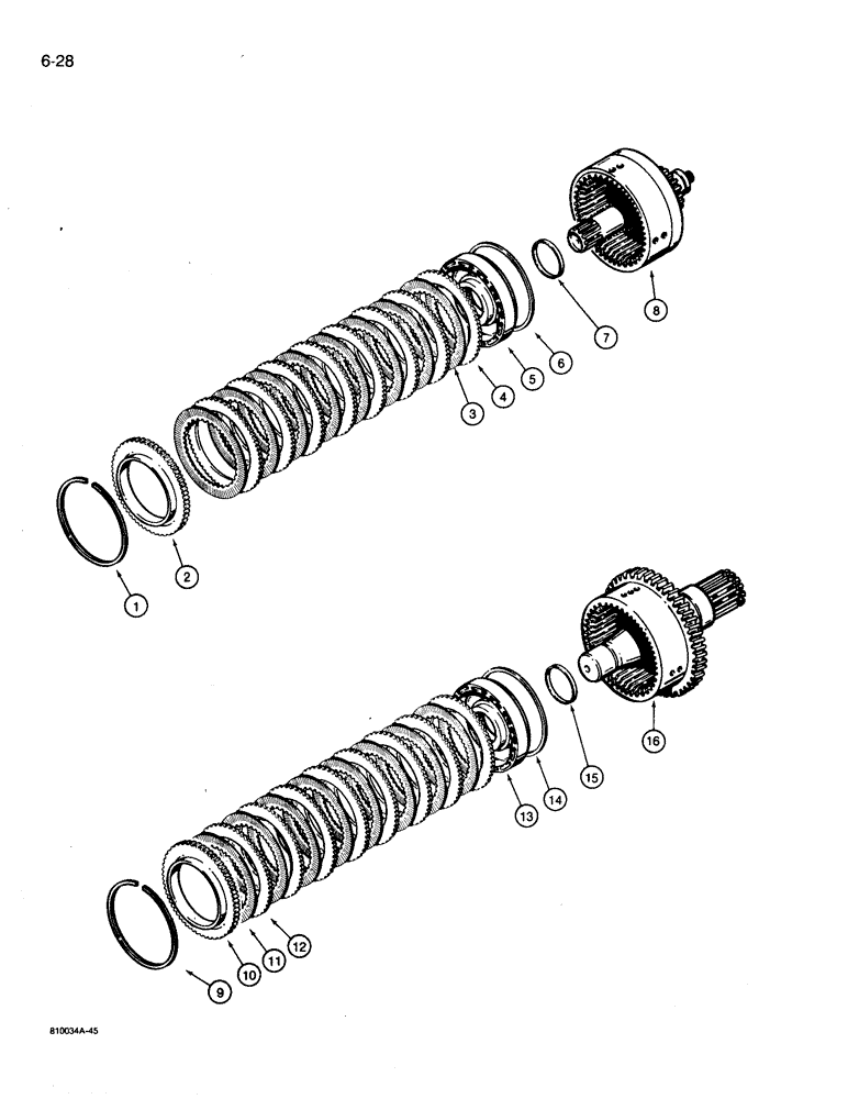 Схема запчастей Case 780D - (6-28) - TRANSMISSION LOW AND FORWARD CLUTCH ASSEMBLIES, 2W & 4WD MODELS (06) - POWER TRAIN