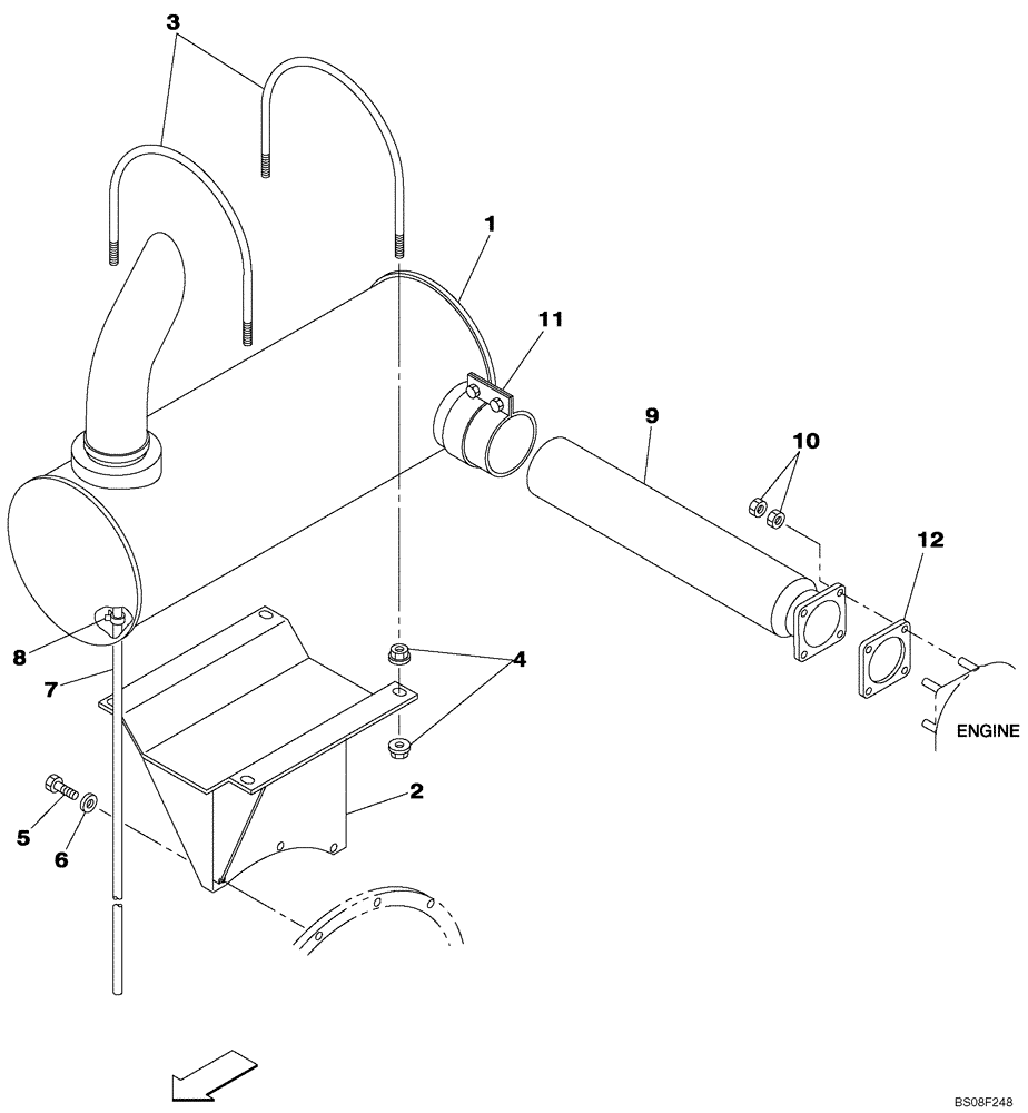 Схема запчастей Case CX460 - (02-03) - EXHAUST SYSTEM - MUFFLER (02) - ENGINE