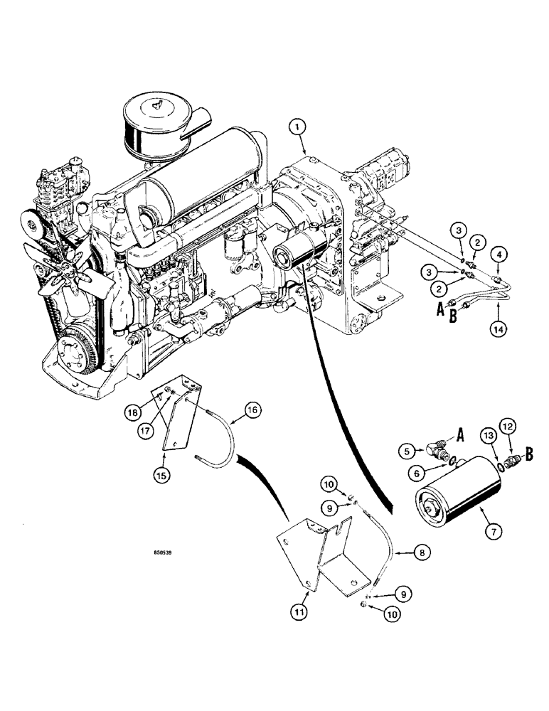 Схема запчастей Case W14 - (282) - TRANSMISSION HYDRAULIC CIRCUIT, TRANSMISSION TO OIL FILTER (06) - POWER TRAIN