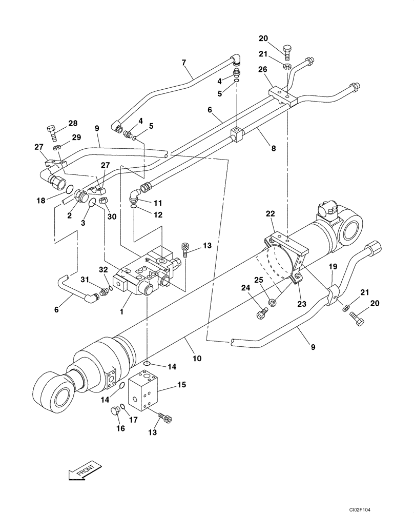 Схема запчастей Case CX135SR - (08-025) - HYDRAULICS - ARM CYLINDER, MODELS WITH LOAD HOLD (08) - HYDRAULICS