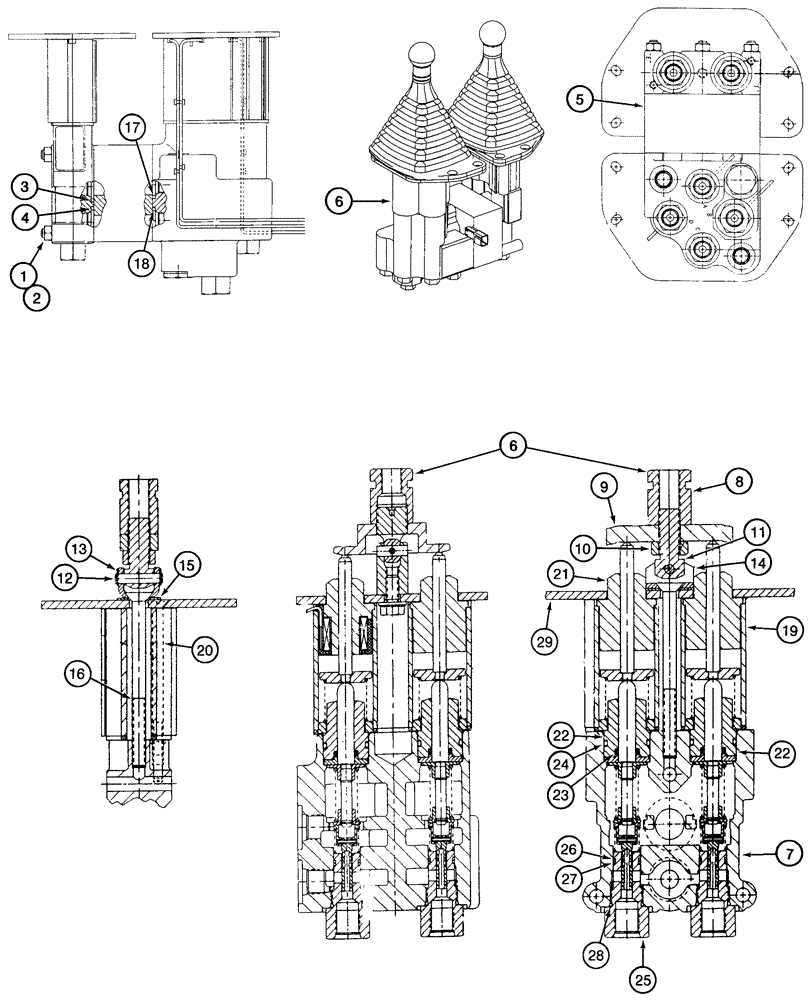 Схема запчастей Case 621C - (08-052[A]) - VALVE ASSY - REMOTE CONTROL, DUAL LEVER, DUAL LEVER W/THREE SPOOL VALVE, NORTH AMERICA AND EUROPE (08) - HYDRAULICS