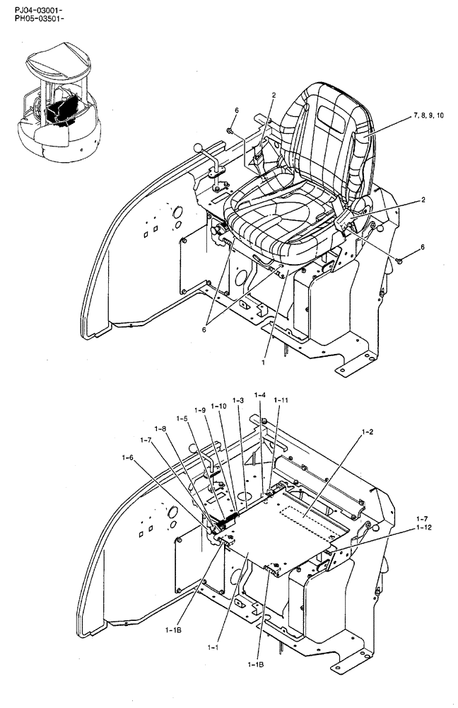 Схема запчастей Case CX50B - (02-080) - SEAT INSTAL (05) - SUPERSTRUCTURE