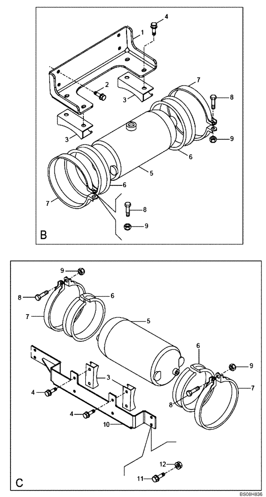 Схема запчастей Case 327B - (47A01002263[001]) - AIR RESERVOIR, FRONT / REAR - BRAKE SYSTEM (P.I.N. HHD0327BN7PG57000 AND AFTER) (84155666) (09) - Implement / Hydraulics / Frame / Brakes