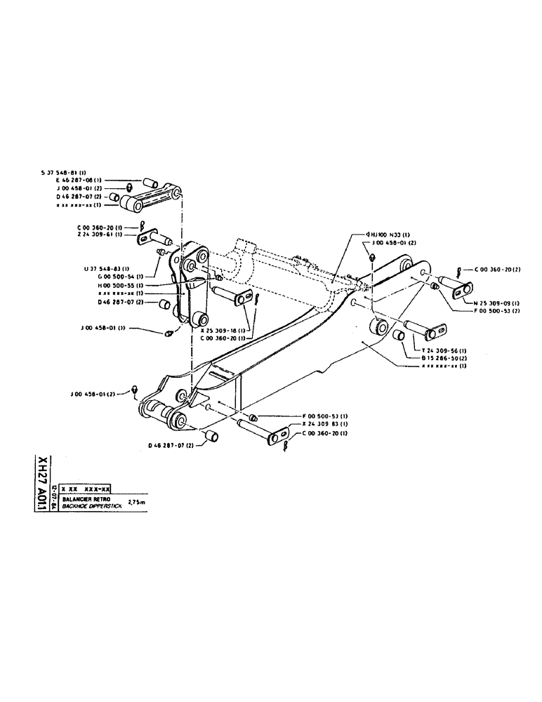 Схема запчастей Case 160CL - (302) - BACKHOE DIPPERSTICK (14) - DIPPERSTICKS