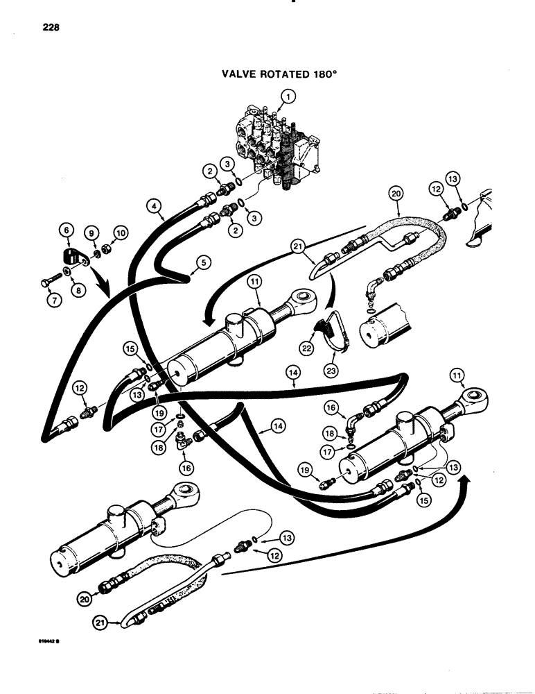 Схема запчастей Case 780B - (228) - BACKHOE SWING CYLINDER HYDRAULIC CIRCUIT (08) - HYDRAULICS