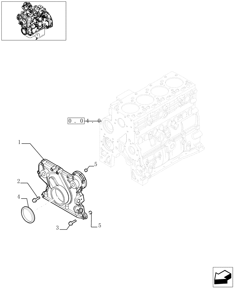 Схема запчастей Case F4DFE613G - (0.04.3[02]) - CRANKCASE COVERS (4894734) 