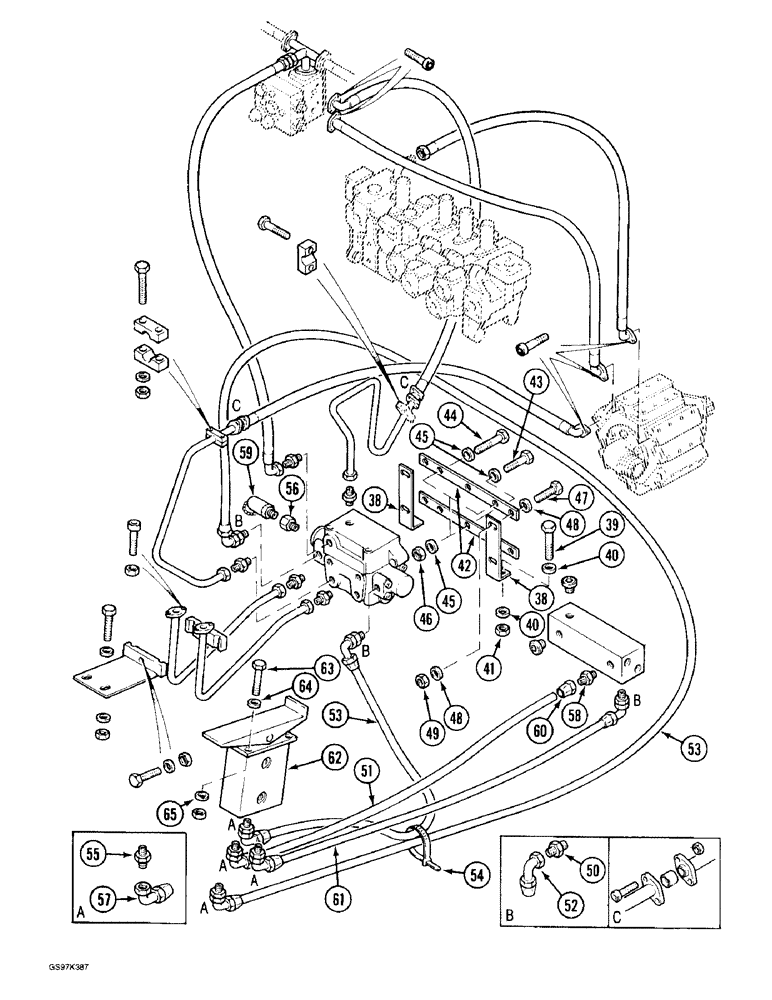 Схема запчастей Case 170C - (8-074) - HYDRAULIC CIRCUIT FOR OPTIONS (08) - HYDRAULICS