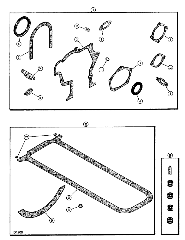 Схема запчастей Case 880 - (041A) - ENGINE GASKET KITS, 336BDT DIESEL ENGINE, CYLINDER BLOCK KIT (01) - ENGINE