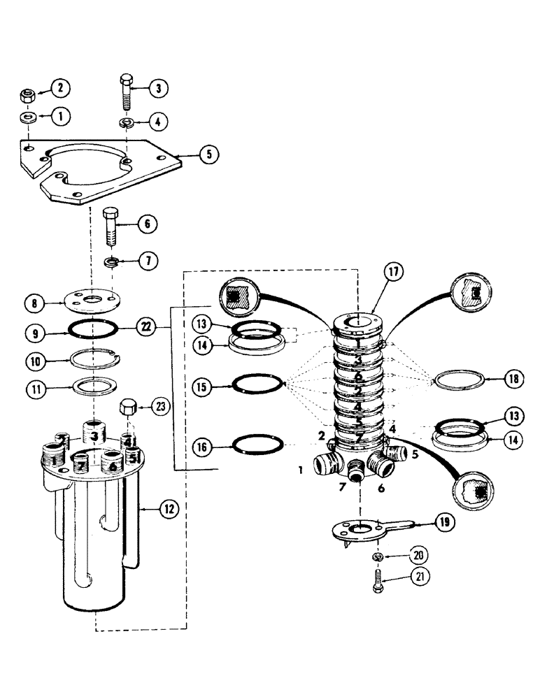 Схема запчастей Case 40 - (220) - 7-PORT SWIVEL AND ATTACHING PARTS (35) - HYDRAULIC SYSTEMS