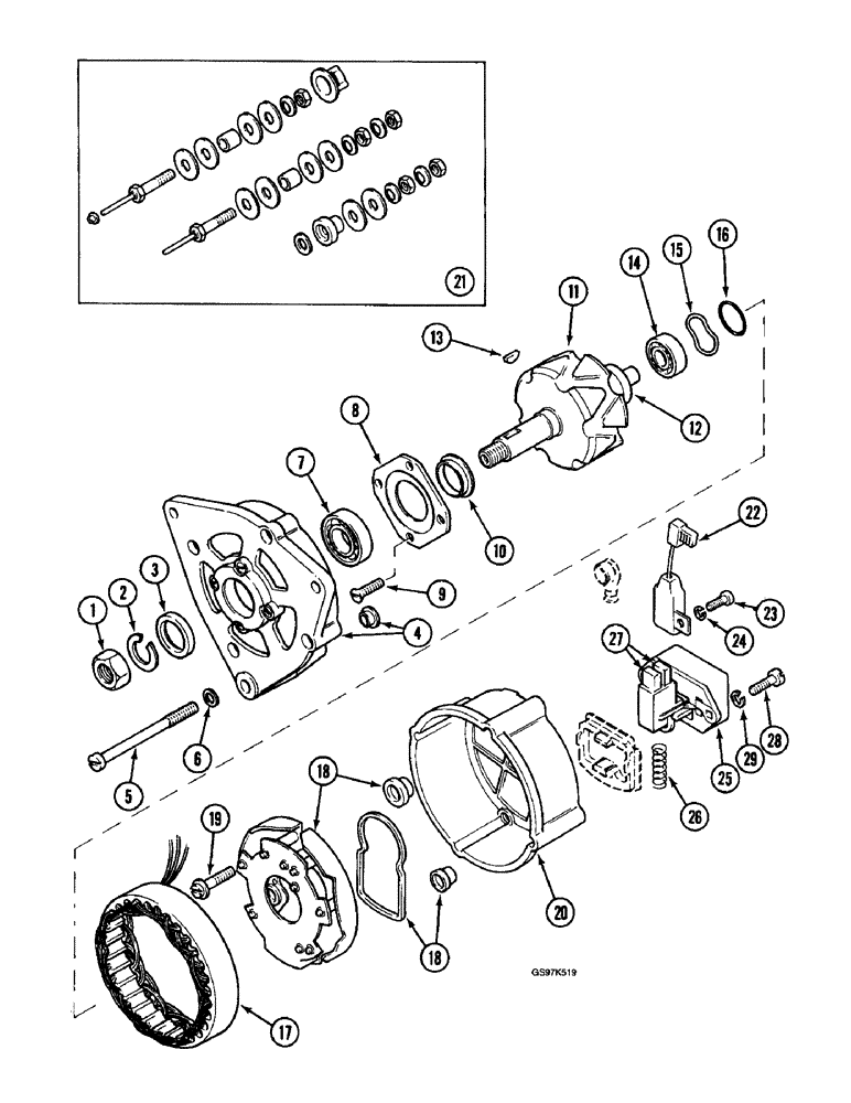 Схема запчастей Case 220B - (4-10) - ALTERNATOR, P.I.N. 74441 THROUGH 74597, P.I.N. 03201 AND AFTER (04) - ELECTRICAL SYSTEMS