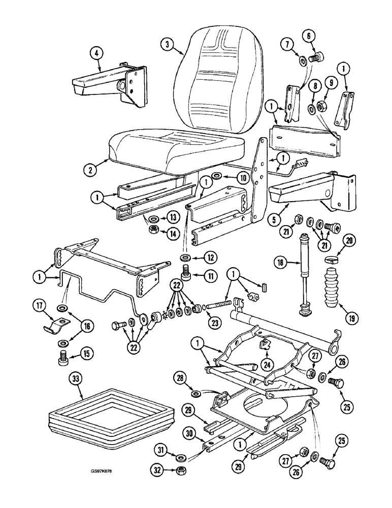 Схема запчастей Case 220B - (9-034) - SEAT, PRIOR TO P.I.N. 03213 (09) - CHASSIS