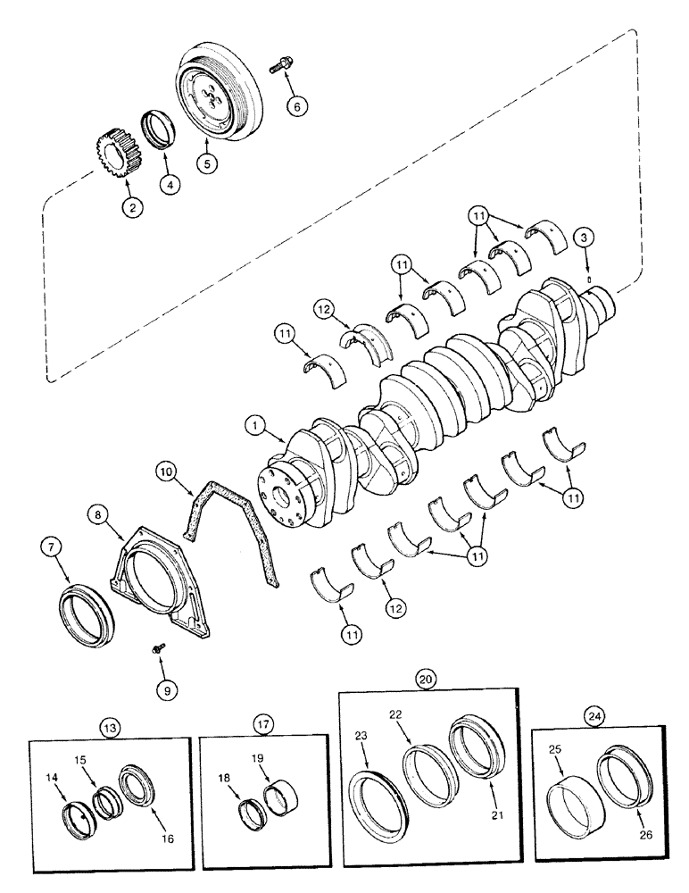 Схема запчастей Case 9030 - (2-38) - CRANKSHAFT, 6T-590 ENGINE (02) - ENGINE