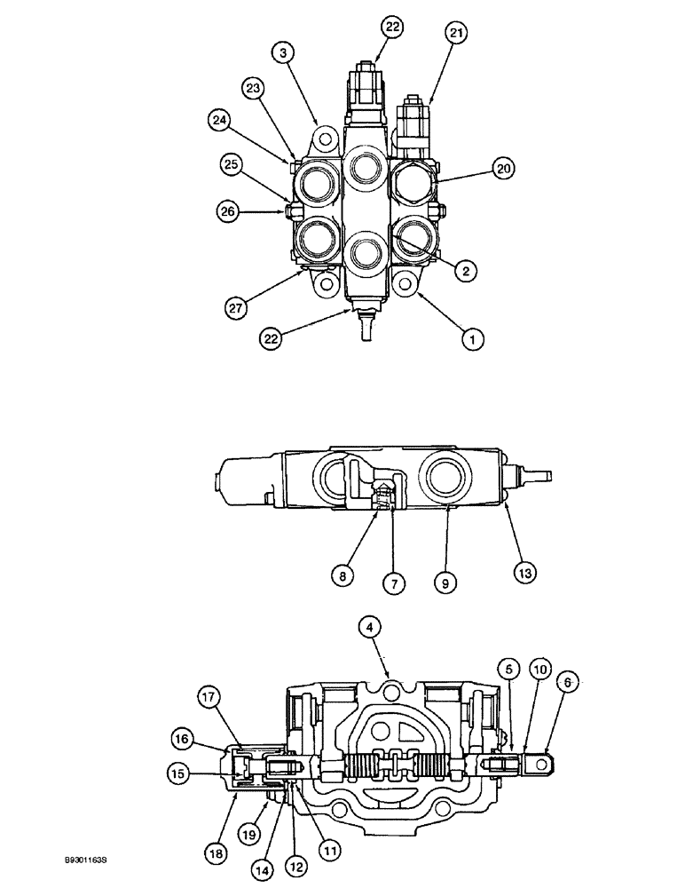 Схема запчастей Case 9010 - (8-86) - 151414A1 AUXILIARY CONTROL VALVE ASSEMBLY (08) - HYDRAULICS