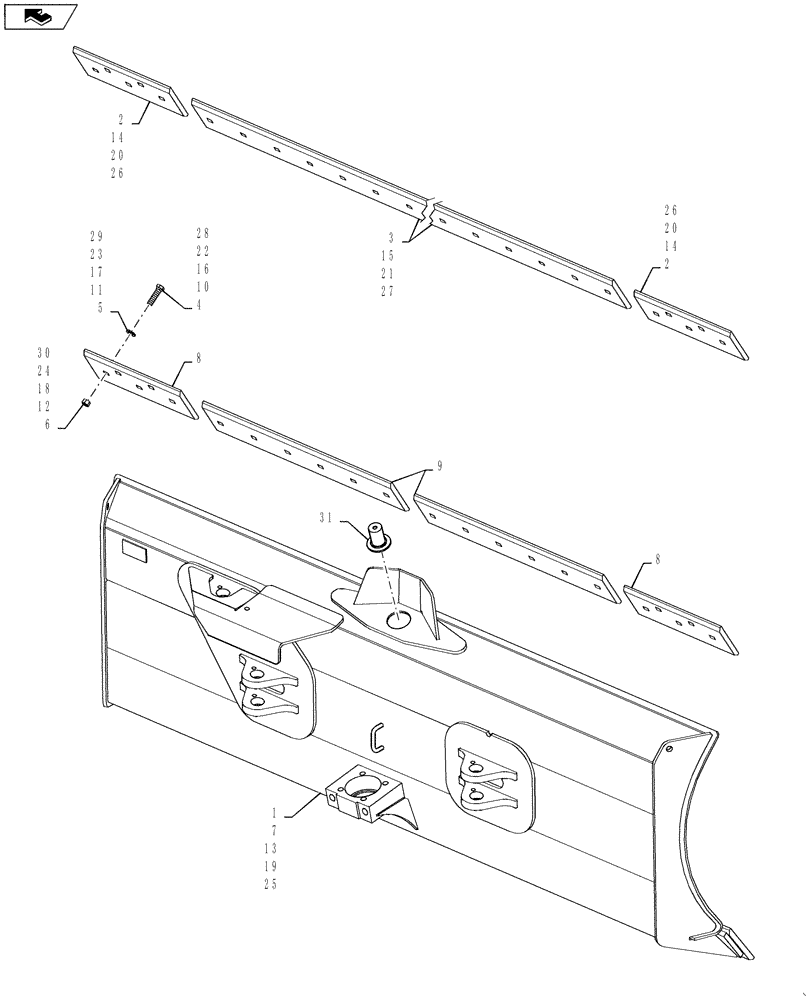 Схема запчастей Case 650K - (09-03) - BLADE, DOZER - EDGES, CUTTING (09) - CHASSIS/ATTACHMENTS