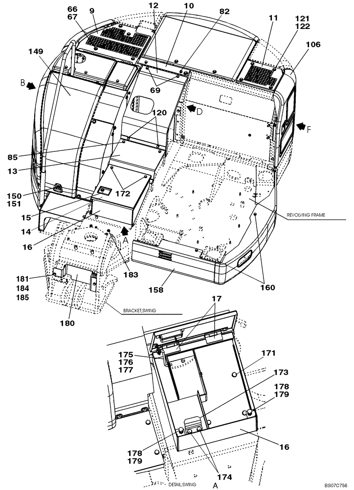 Схема запчастей Case CX80 - (09-07) - FRAMES, COVERS (09) - CHASSIS/ATTACHMENTS