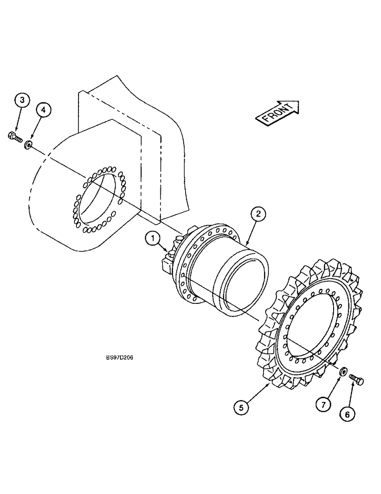 Схема запчастей Case 9045B - (6-02) - FINAL DRIVE TRANSMISSION AND TRACK DRIVE MOTOR (06) - POWER TRAIN