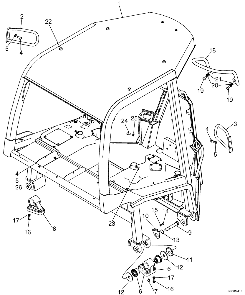 Схема запчастей Case 650K - (09-18) - CANOPY, ROPS - FRAME, MOUNTING AND GRAB HANDLES (09) - CHASSIS/ATTACHMENTS