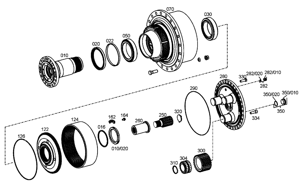 Схема запчастей Case 340 - (30A00000601[001]) - OUTPUT (25) - FRONT AXLE SYSTEM