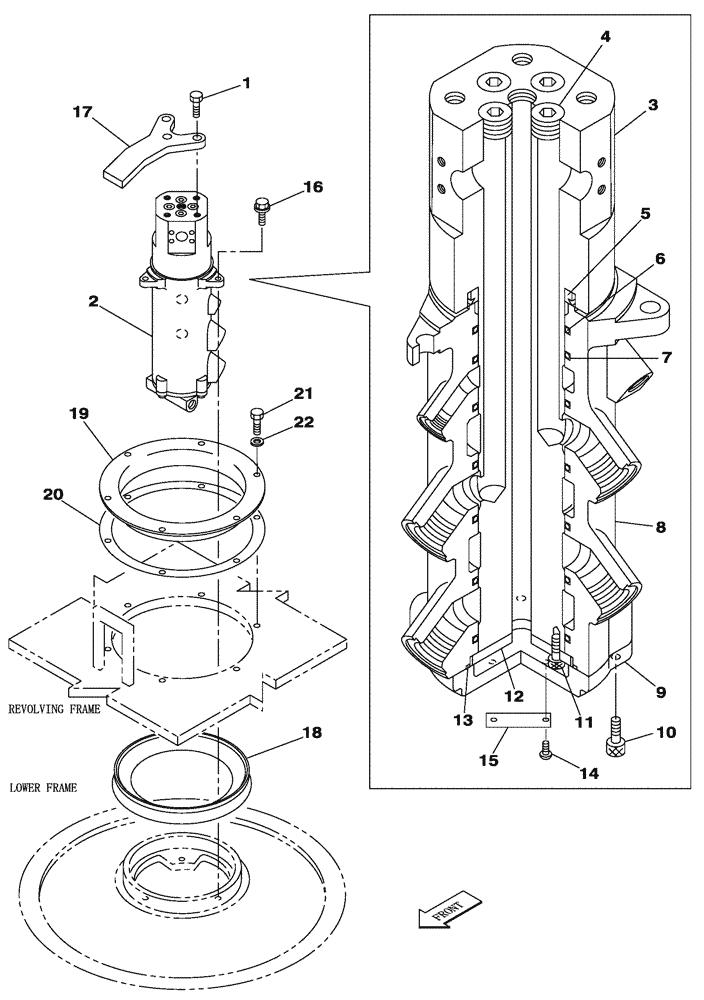 Схема запчастей Case CX330 - (08-63A) - HYDRAULICS - JOINT, SWIVEL CENTER (P.I.N. DAC 0733255 - ) (08) - HYDRAULICS