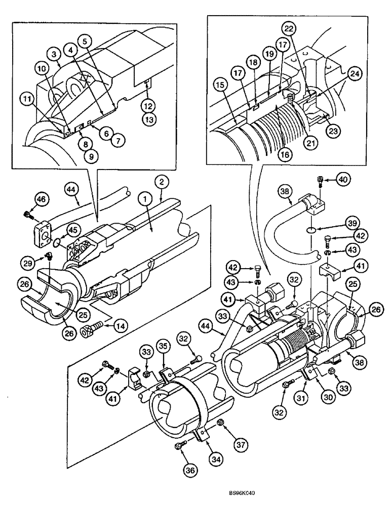 Схема запчастей Case 9060B - (8-144) - ARM CYLINDER, STANDARD MODELS WITHOUT LOAD HOLDING OPTION (08) - HYDRAULICS