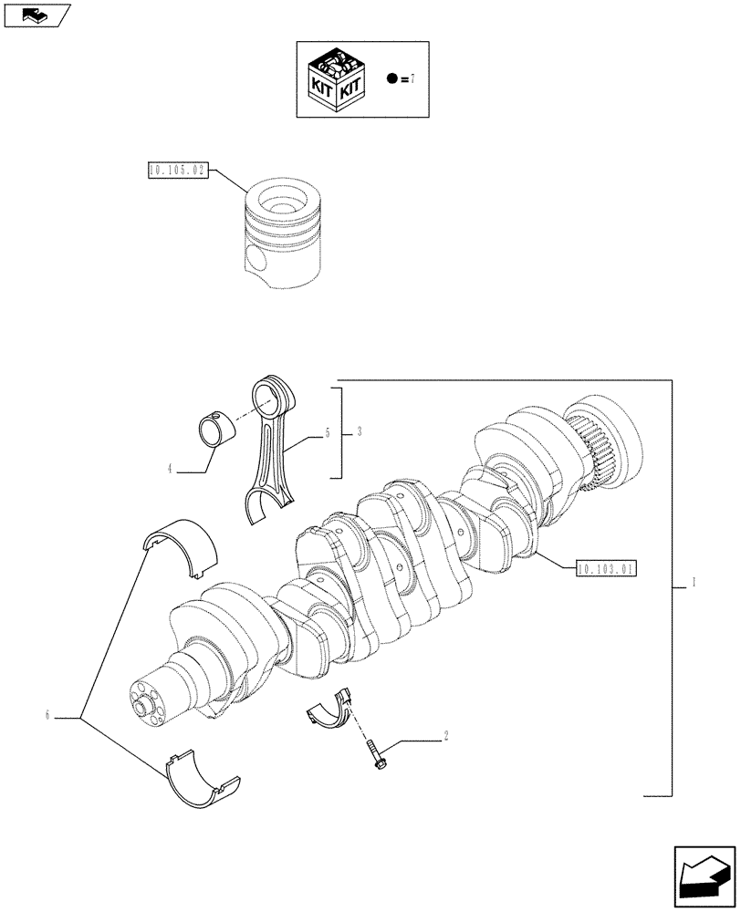 Схема запчастей Case F4HFE613Y A005 - (10.105.01) - CONNECTING ROD (10) - ENGINE