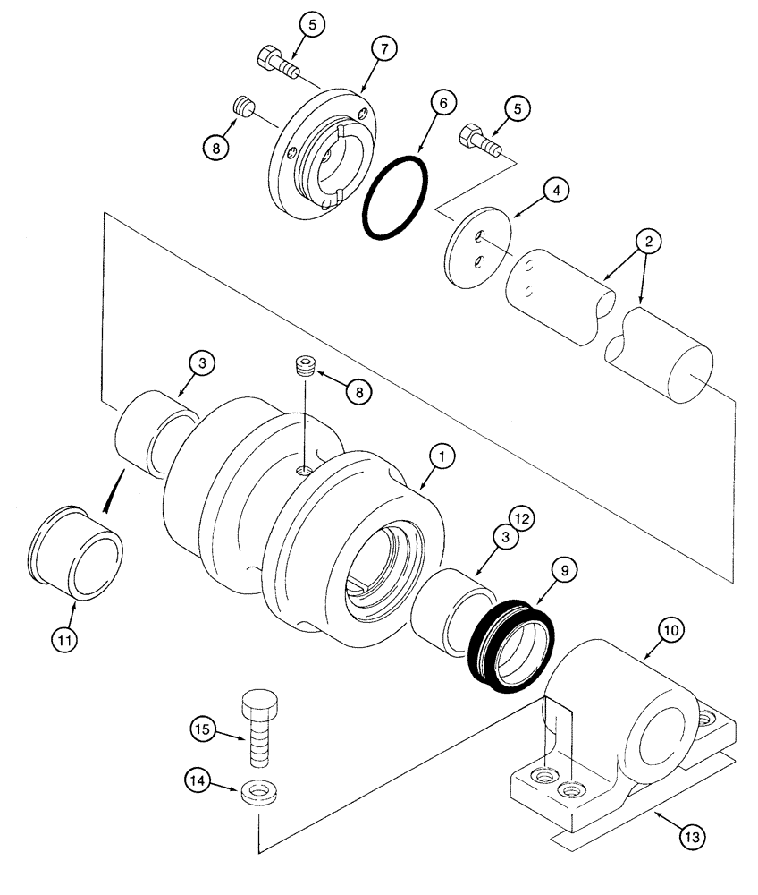 Схема запчастей Case 9060 - (5-10) - TRACK CARRIER ROLLER, MANUFACTURED BY SUMITOMO (11) - TRACKS/STEERING