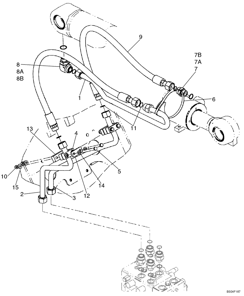 Схема запчастей Case 621D - (08-05A) - HYDRAULICS - LOADER BUCKET (Z BAR LOADER) - IF USED (08) - HYDRAULICS