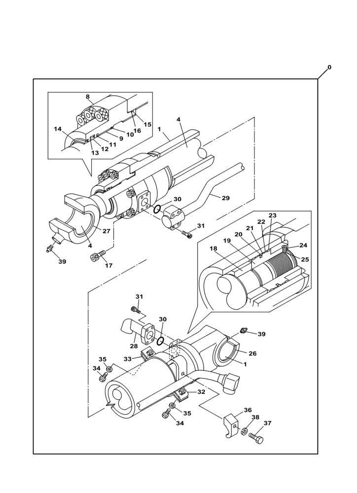 Схема запчастей Case CX210C LC - (35.738.02) - BUCKET CYLINDER, ASSY (35) - HYDRAULIC SYSTEMS