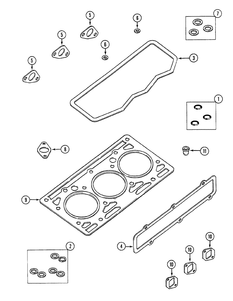 Схема запчастей Case 380B - (2-46) - ENGINE SERVICE KIT - CYLINDER HEAD GASKETS (02) - ENGINE