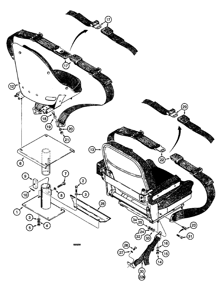 Схема запчастей Case W14 - (582) - SEAT AND MOUNTING PARTS (09) - CHASSIS/ATTACHMENTS