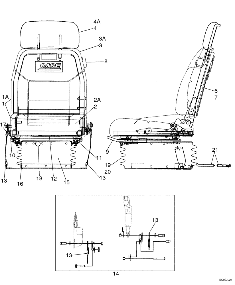 Схема запчастей Case 1150K - (09-17) - SEAT ASSY, AIR SUSPENSION (09) - CHASSIS/ATTACHMENTS