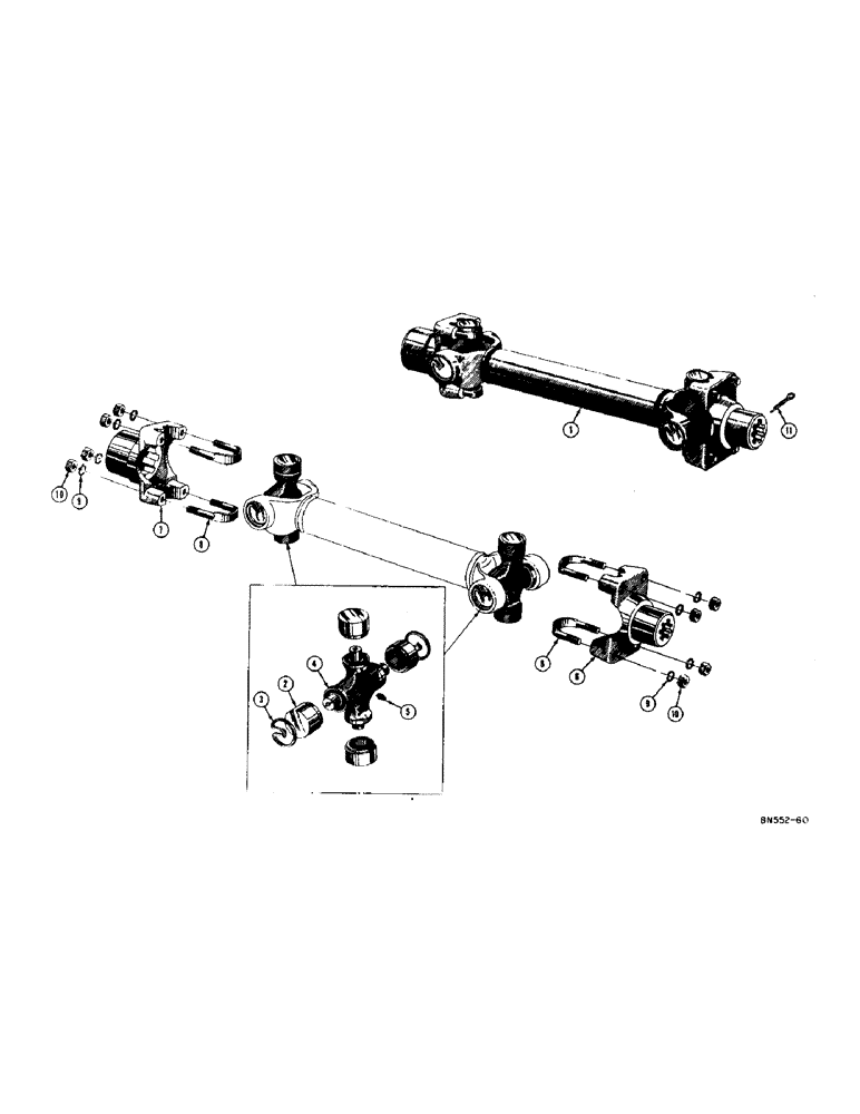 Схема запчастей Case 320 - (054[1]) - DRIVESHAFT AND UNIVERSAL JOINTS (05) - UPPERSTRUCTURE CHASSIS