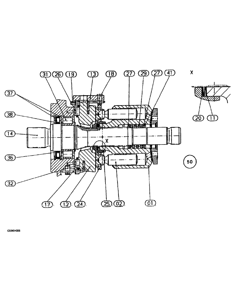 Схема запчастей Case 221B - (8-35A) - HIGH PRESSURE PUMP - ROTOR, 121B DAH1216844- / 221B DAH2216859- (08) - HYDRAULICS