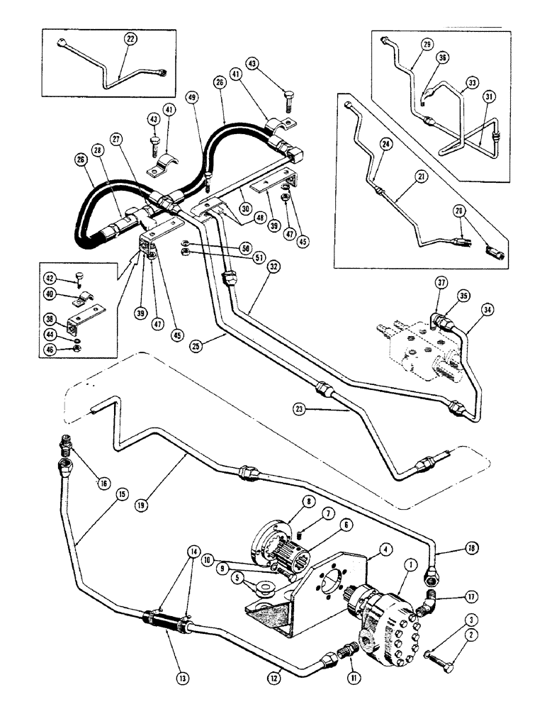 Схема запчастей Case 600 - (270) - BACKHOE PRIMARY HYDRAULIC SYSTEM, PUMP, TUBES, HOSES, FITTINGS (USED UP TO S/N 7061002) (07) - HYDRAULIC SYSTEM